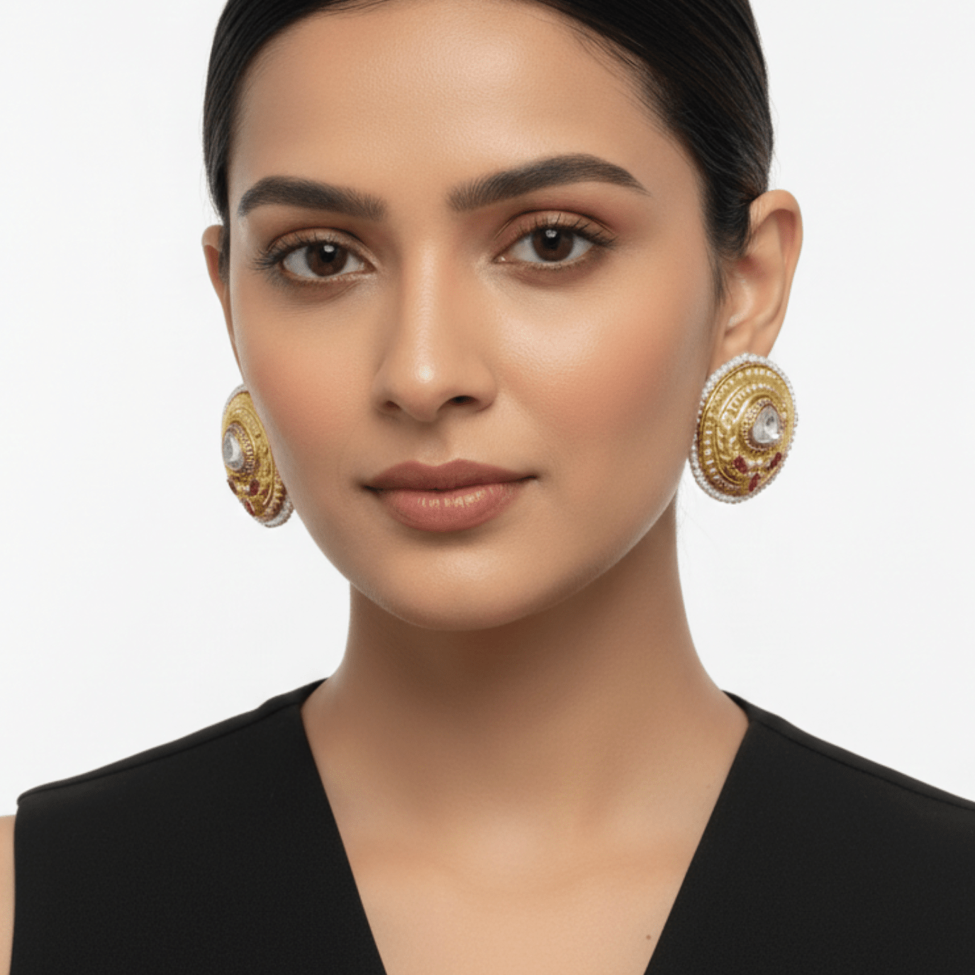 Classic Kundan Stud Earrings - Suramya