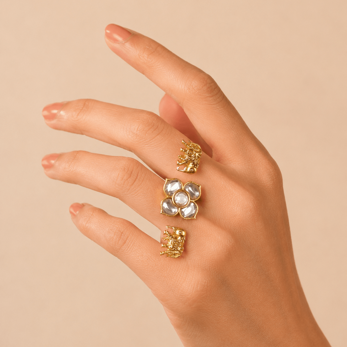 Crysta Gajra Kundan Ring - Suramya Designs