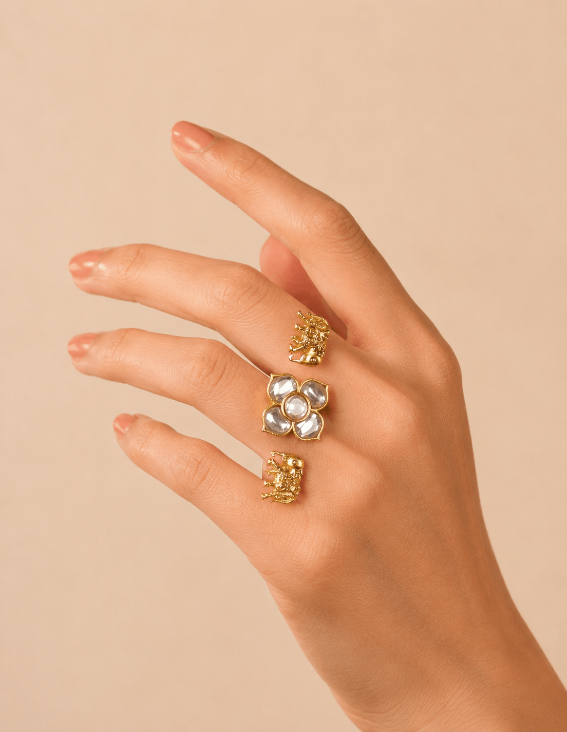 Crysta Gajra Kundan Ring - Suramya Designs