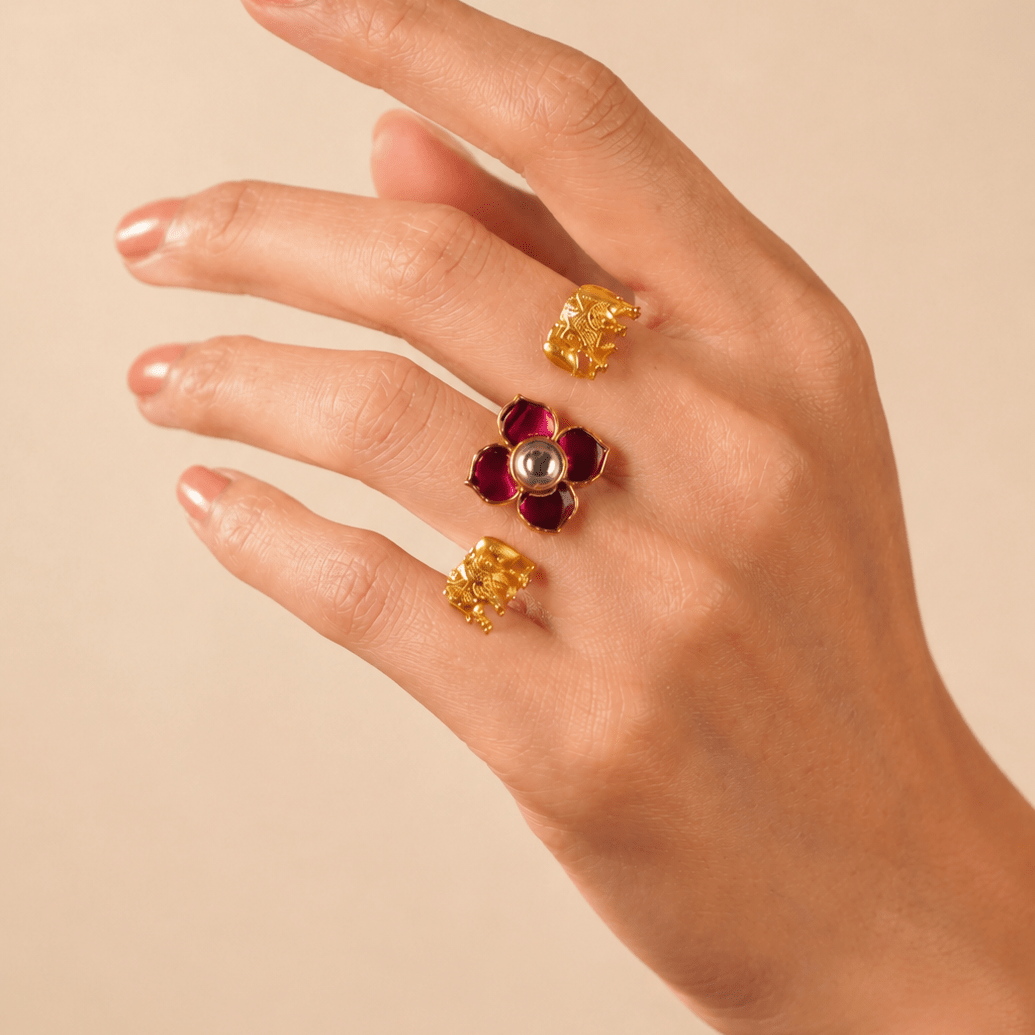 Crysta Gajra Kundan Ring - Suramya Designs