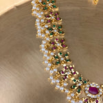 Delicate Navratan Jadua Pearl Necklace Set - Suramya