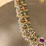 Delicate Navratan Jadua Pearl Necklace Set - Suramya