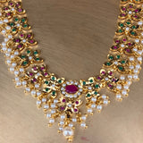 Delicate Navratan Jadua Pearl Necklace Set - Suramya