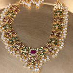 Delicate Navratan Jadua Pearl Necklace Set - Suramya