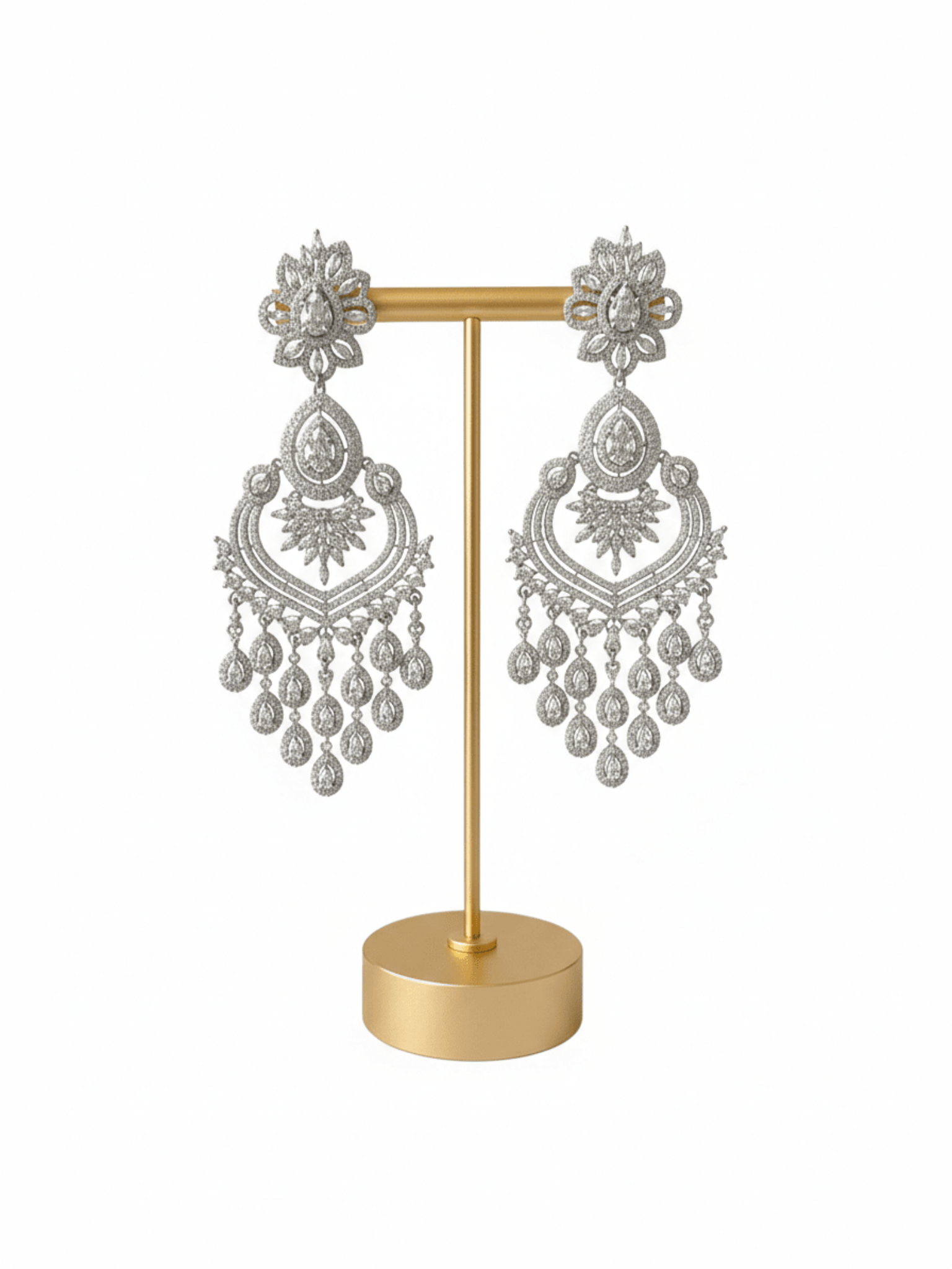 Diamond Long Chandelier Earrings - Suramya