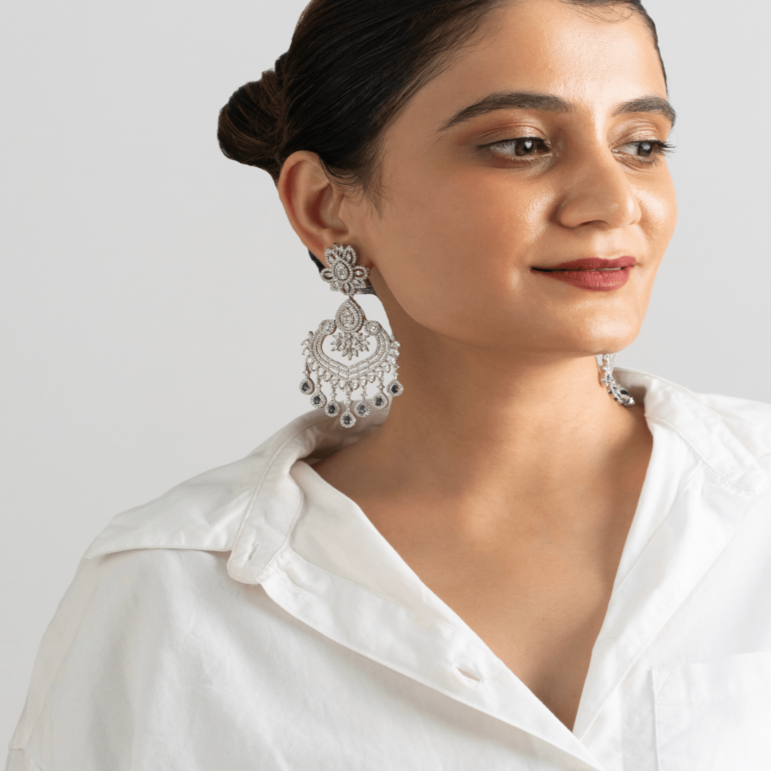 Diamond Long Chandelier Earrings - Suramya