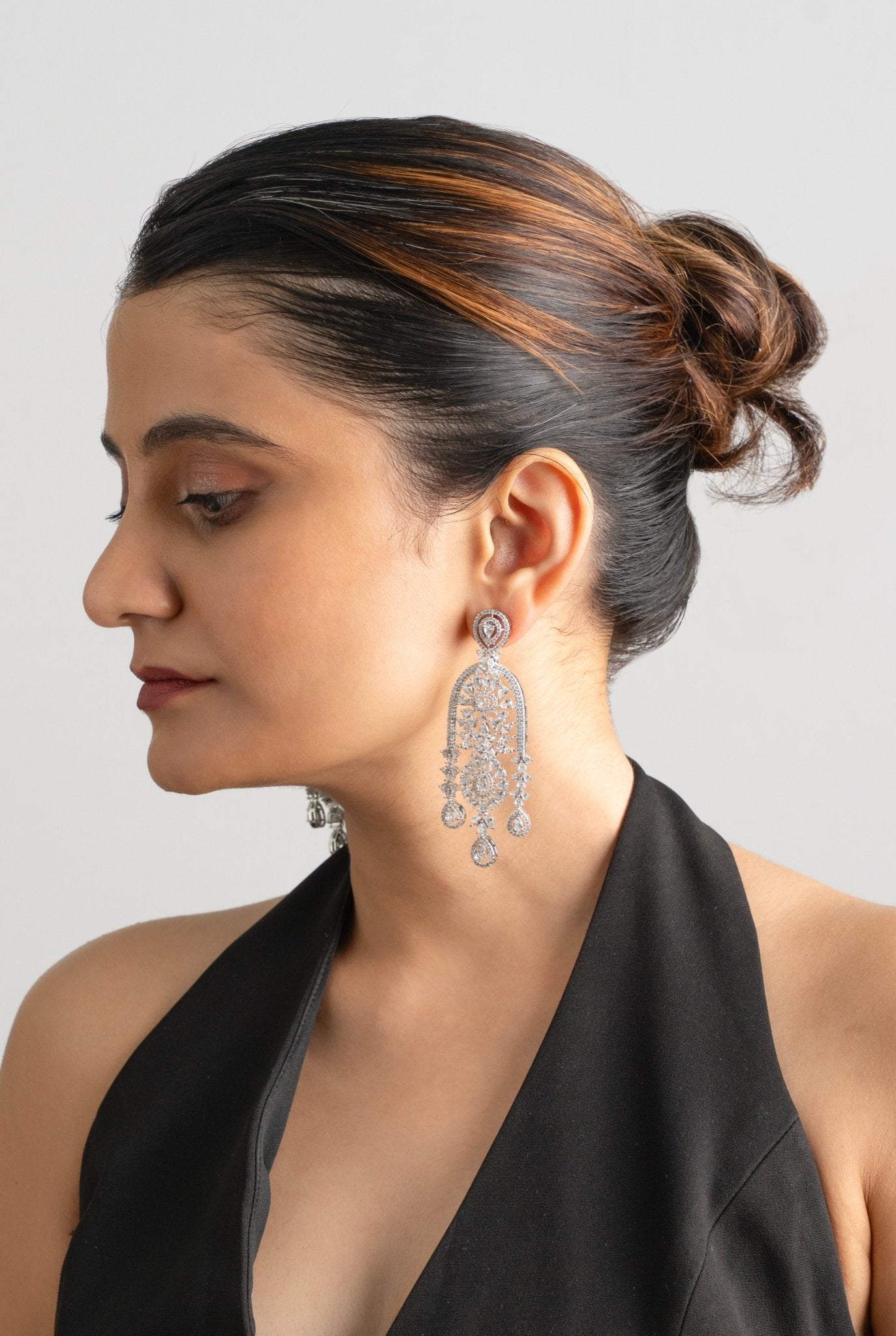 Diamond Mid Sized U Earrings - Suramya