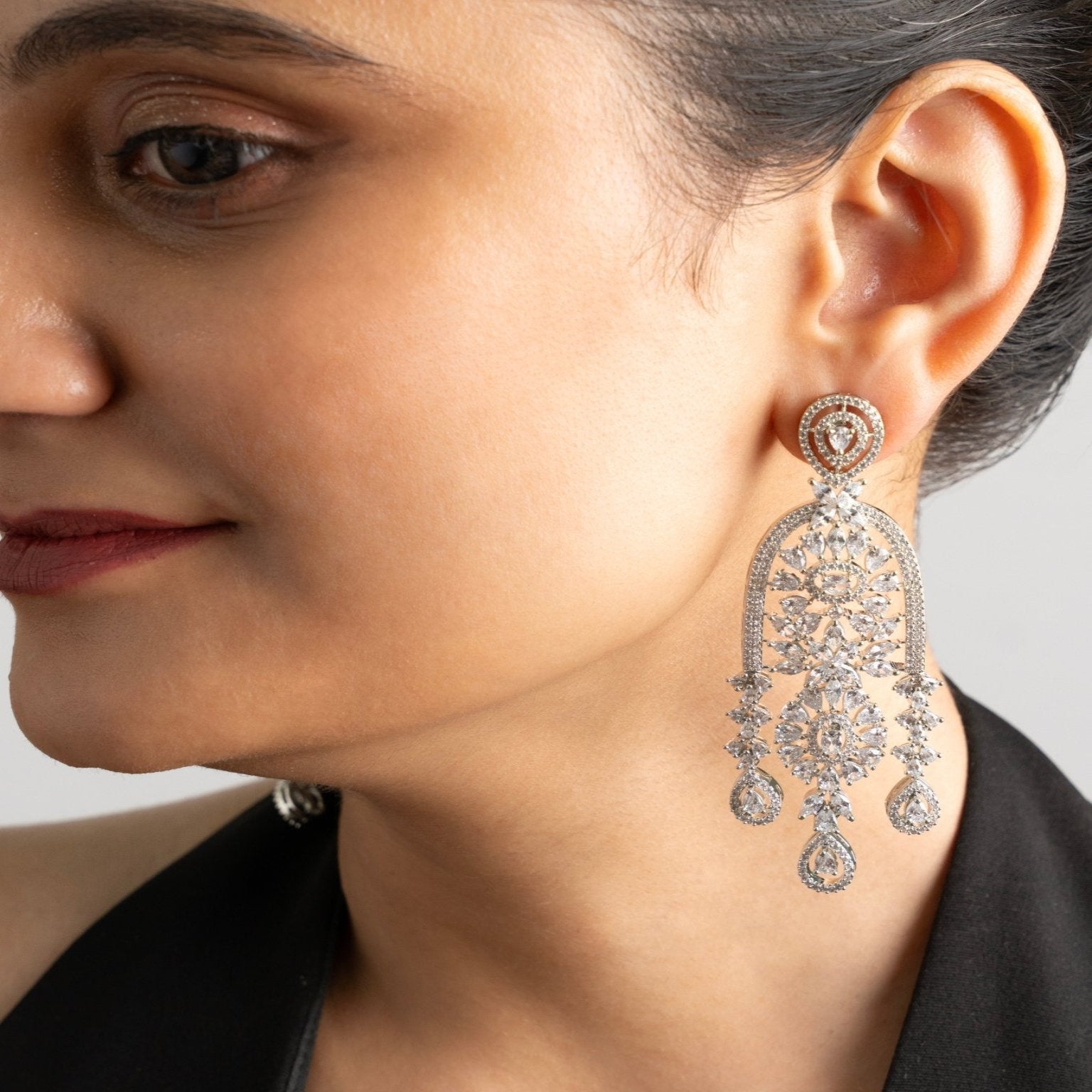 Diamond Mid Sized U Earrings - Suramya