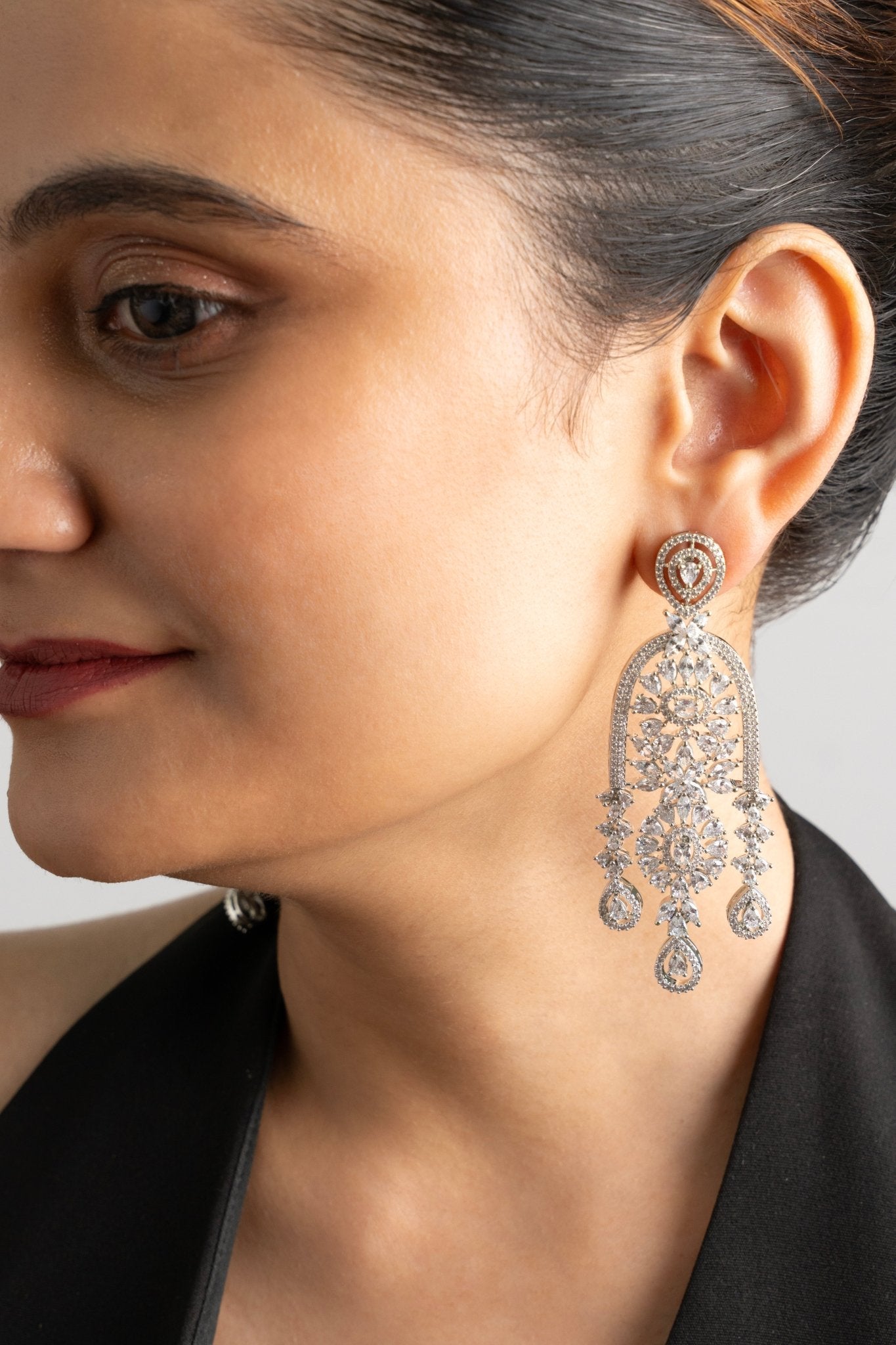 Diamond Mid Sized U Earrings - Suramya