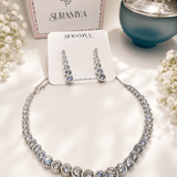 Zircon Diamond Single Line Tennis Necklace Set (Necklace & Earrings)