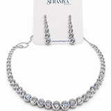 Zircon Diamond Single Line Tennis Necklace Set (Necklace & Earrings)