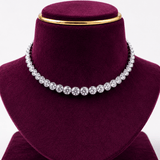 Elegant Tennis Necklace Zircon Diamond Single Line Tennis Necklace Set (Necklace & Earrings) - Suramya