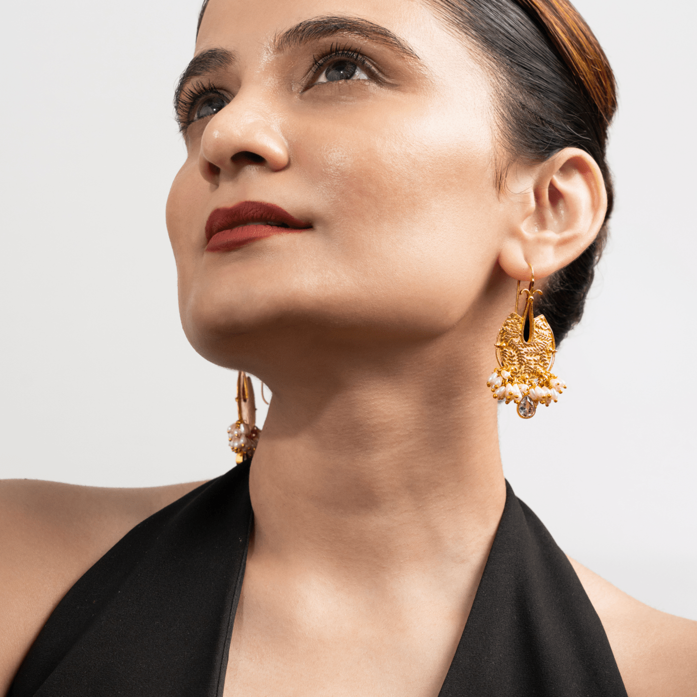 Embossed Floral Earrings - Suramya