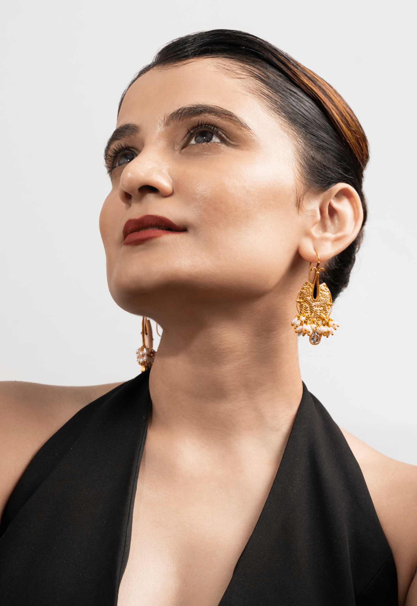 Embossed Floral Earrings - Suramya