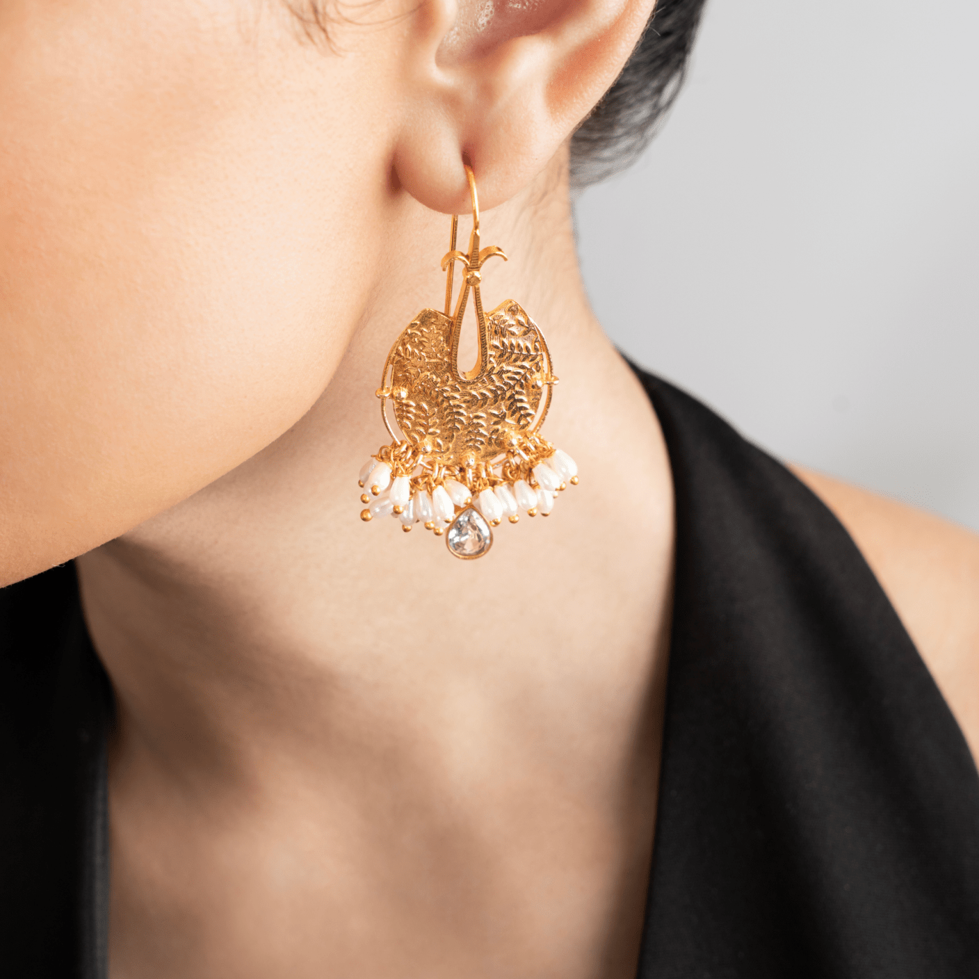Embossed Floral Earrings - Suramya