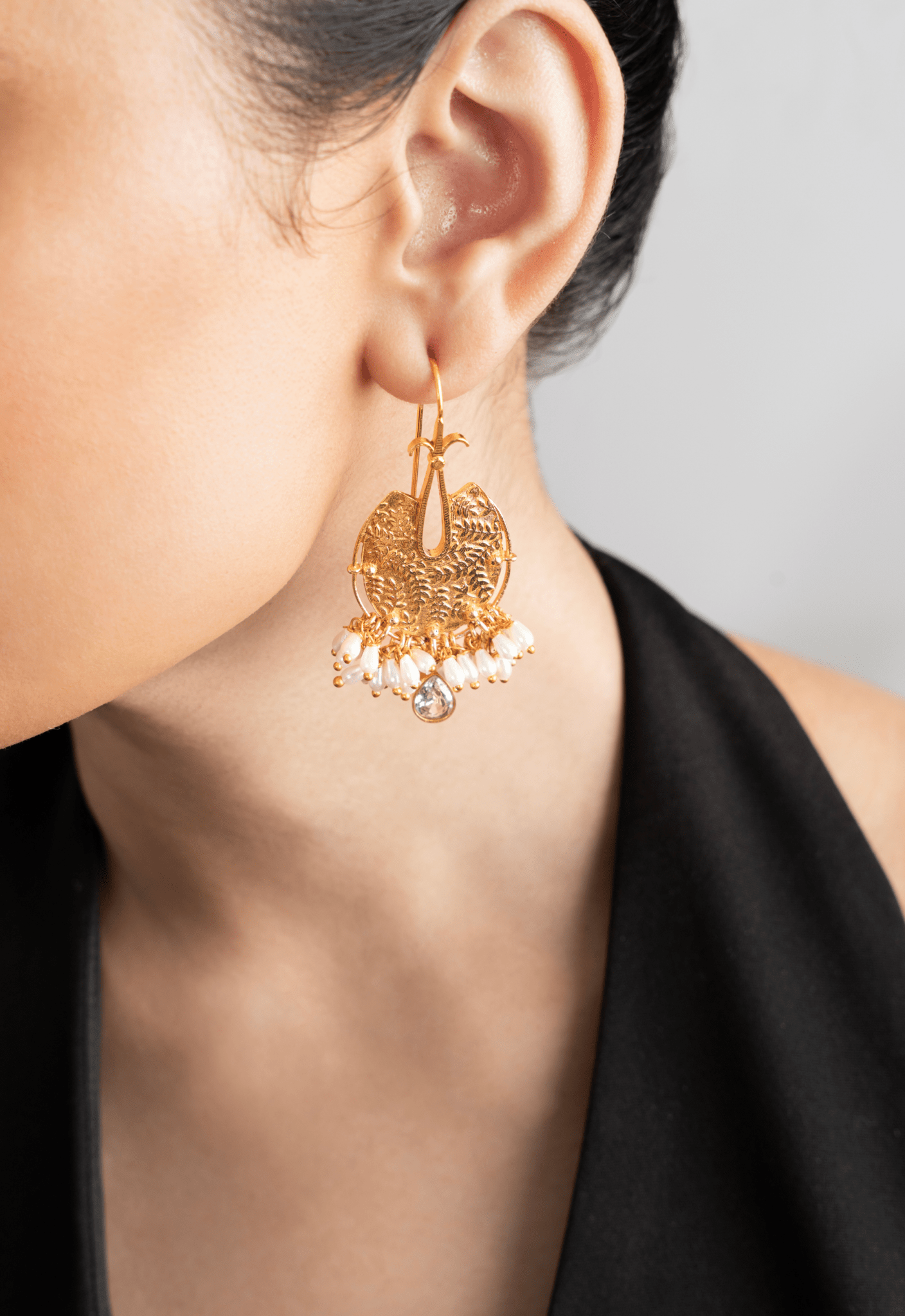Embossed Floral Earrings - Suramya