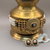Emerald Green Kundan Ghunghroo Pearl Choker Set - Suramya