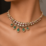 Emerald Green Kundan Polki Choker Set - Suramya