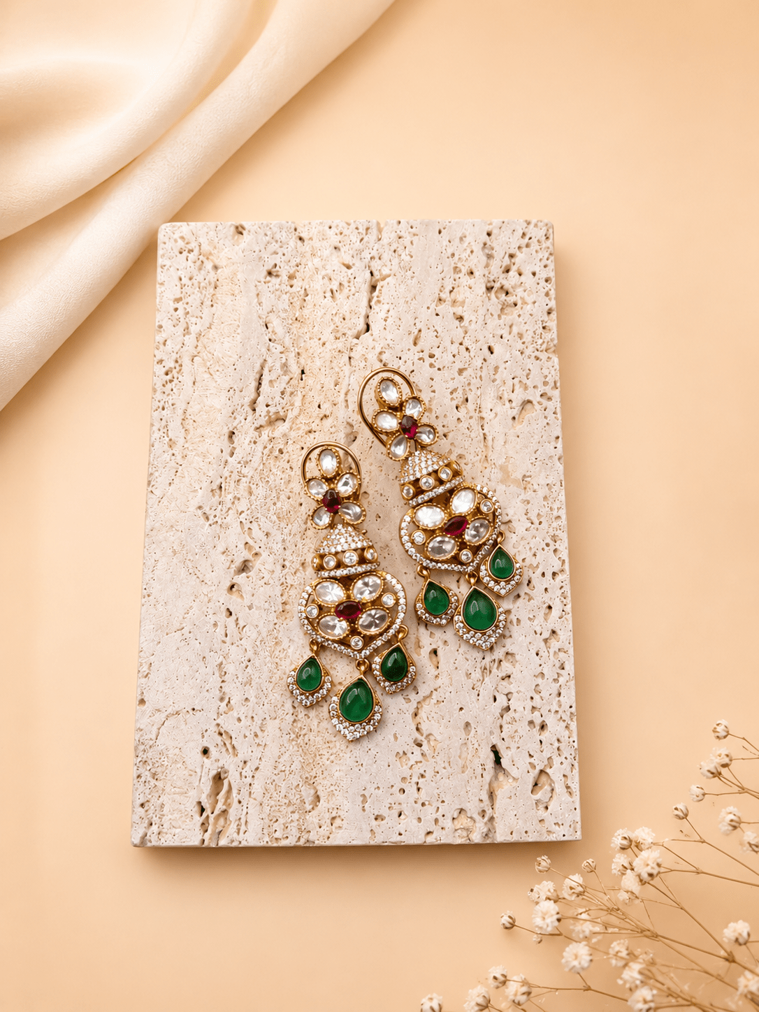 Emerald Green Kundan Polki Choker Set - Suramya