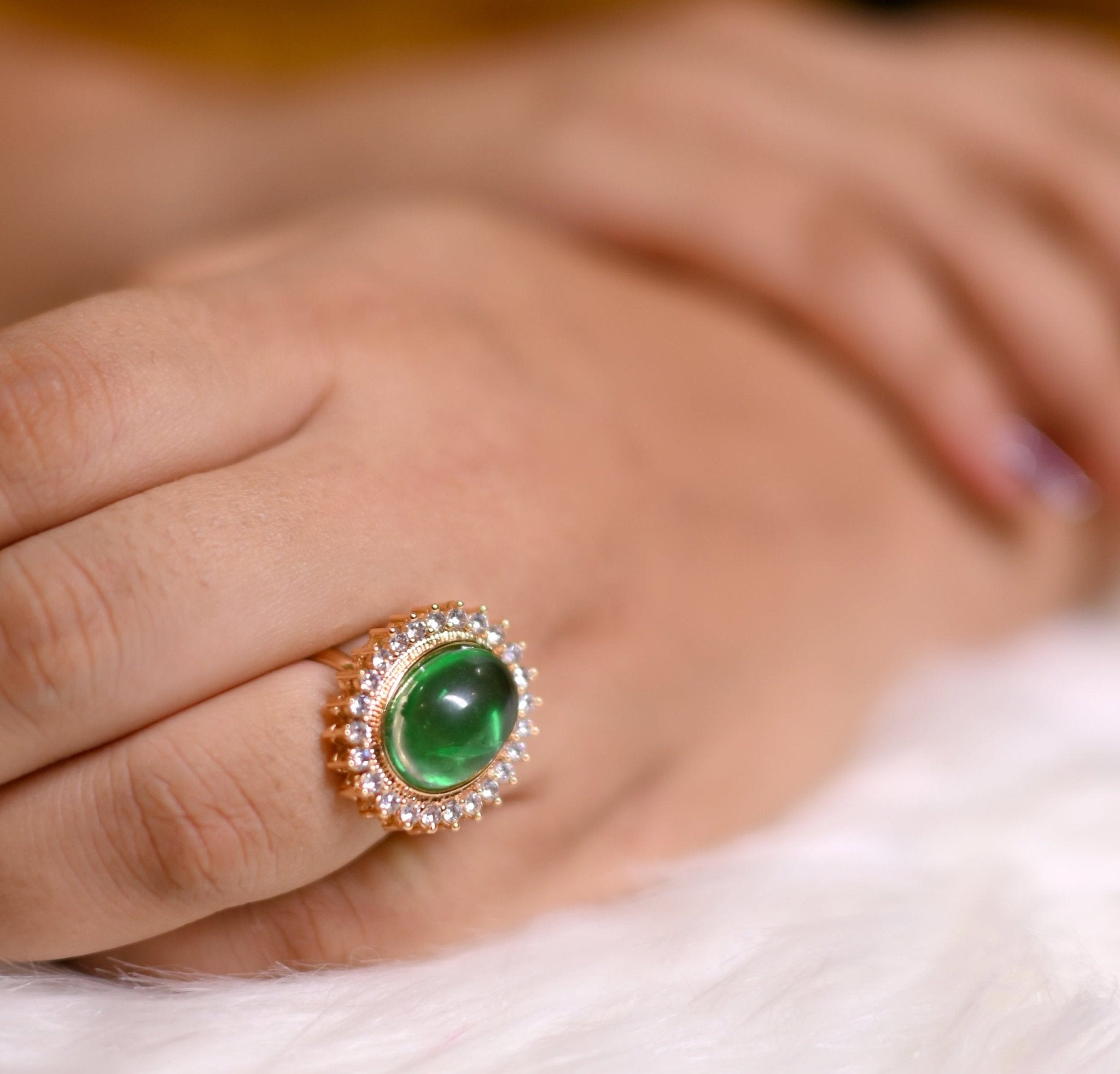 Emerald Moon Glow Ring - Suramya