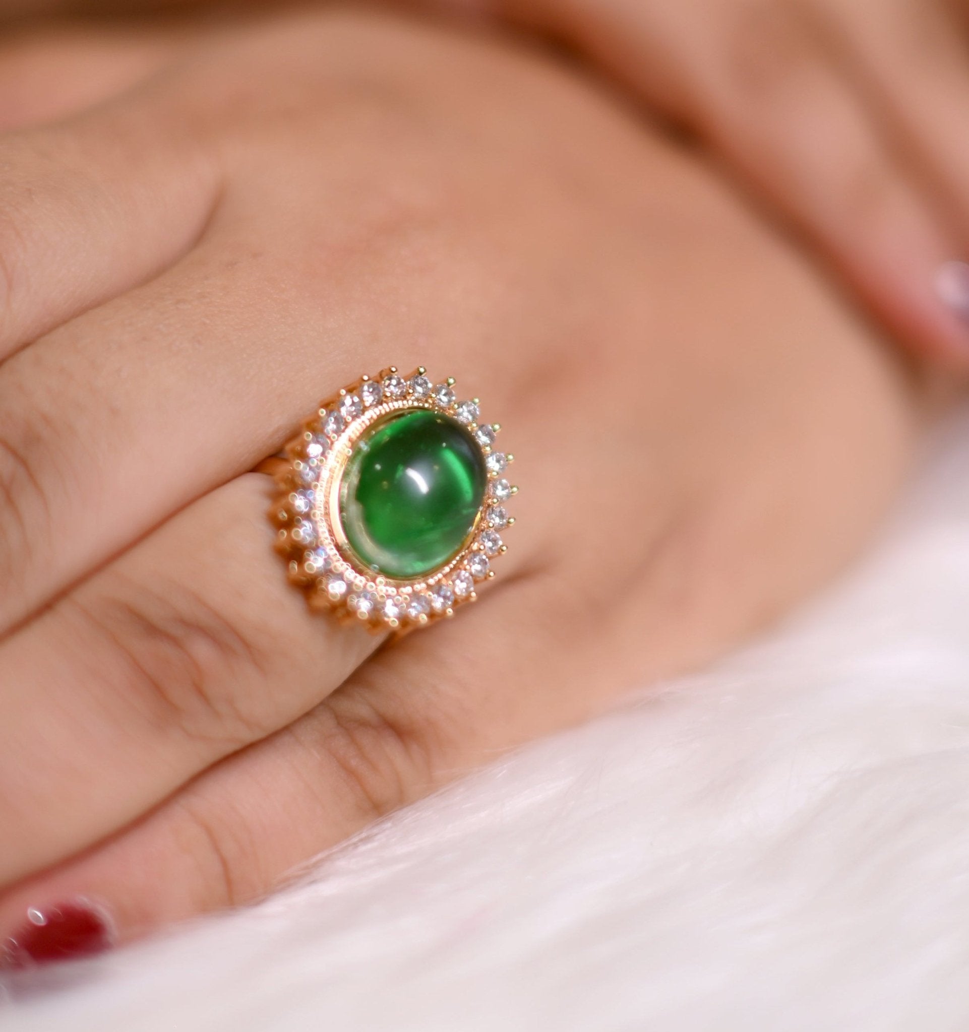 Emerald Moon Glow Ring - Suramya