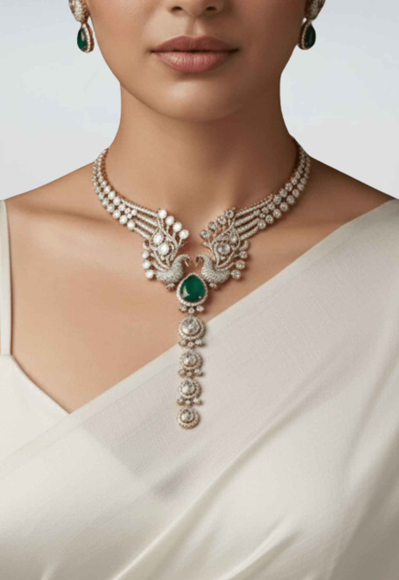 Emerald Pearl Kundan Choker Set - Suramya