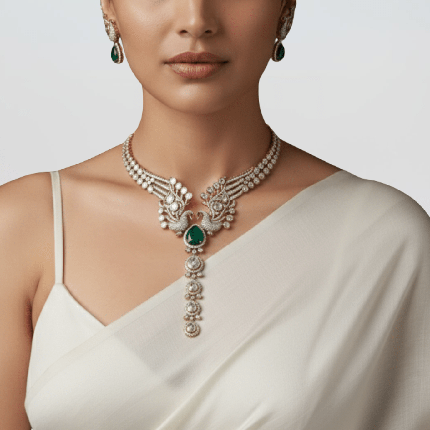 Emerald Pearl Kundan Choker Set - Suramya