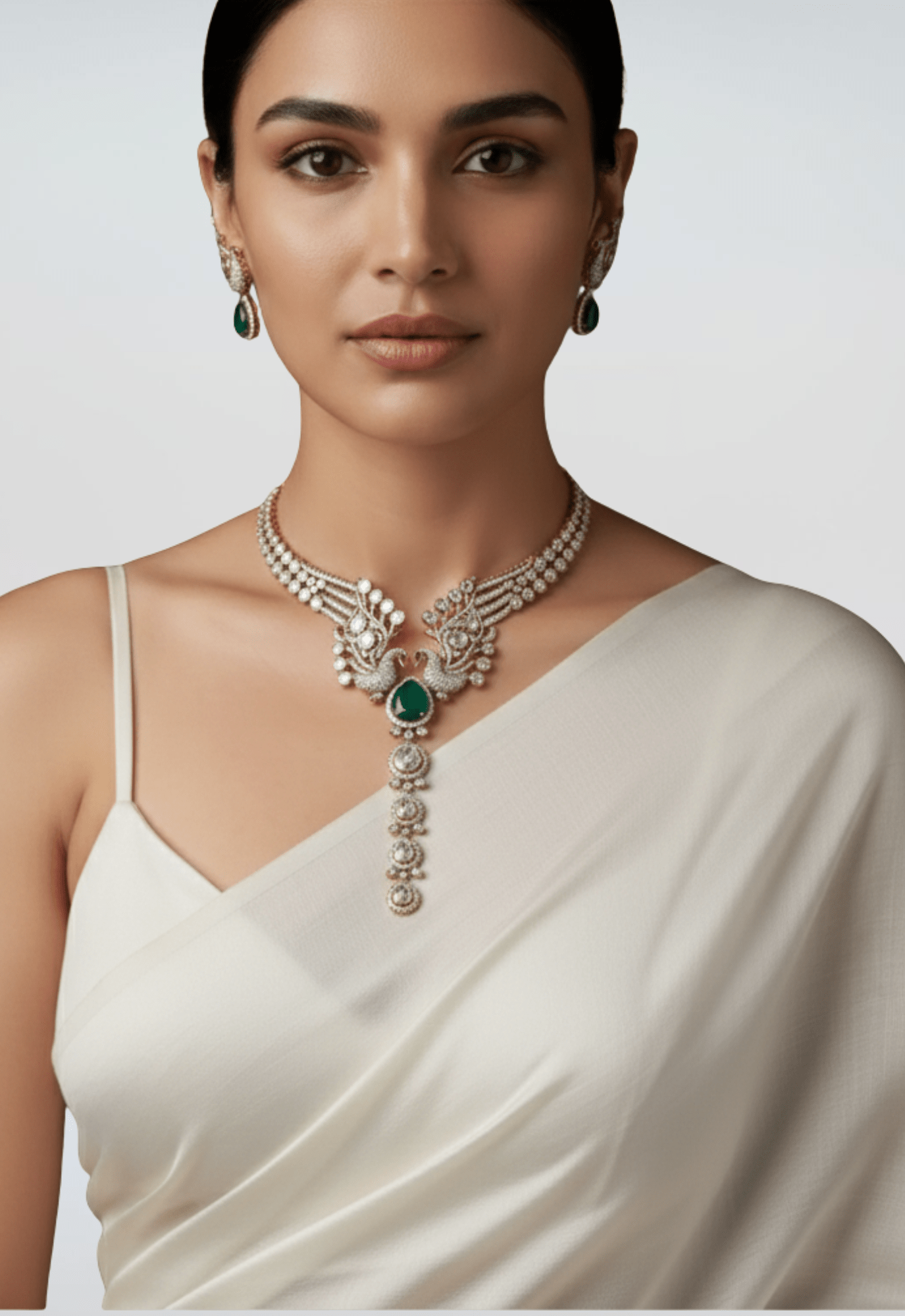 Emerald Pearl Kundan Choker Set - Suramya
