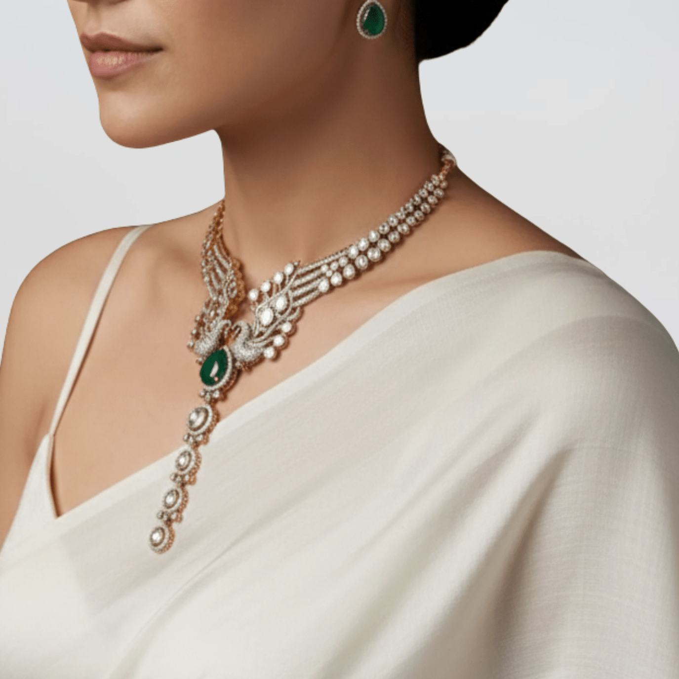 Emerald Pearl Kundan Choker Set - Suramya