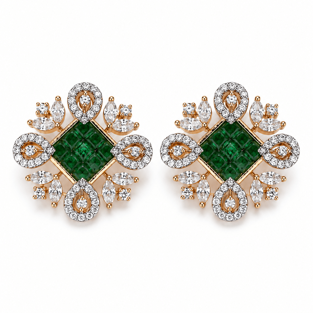 Emerald Royale Studs - Suramya Designs