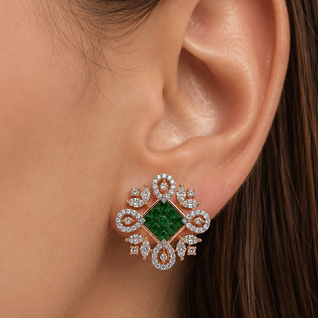 Emerald Royale Studs - Suramya Designs