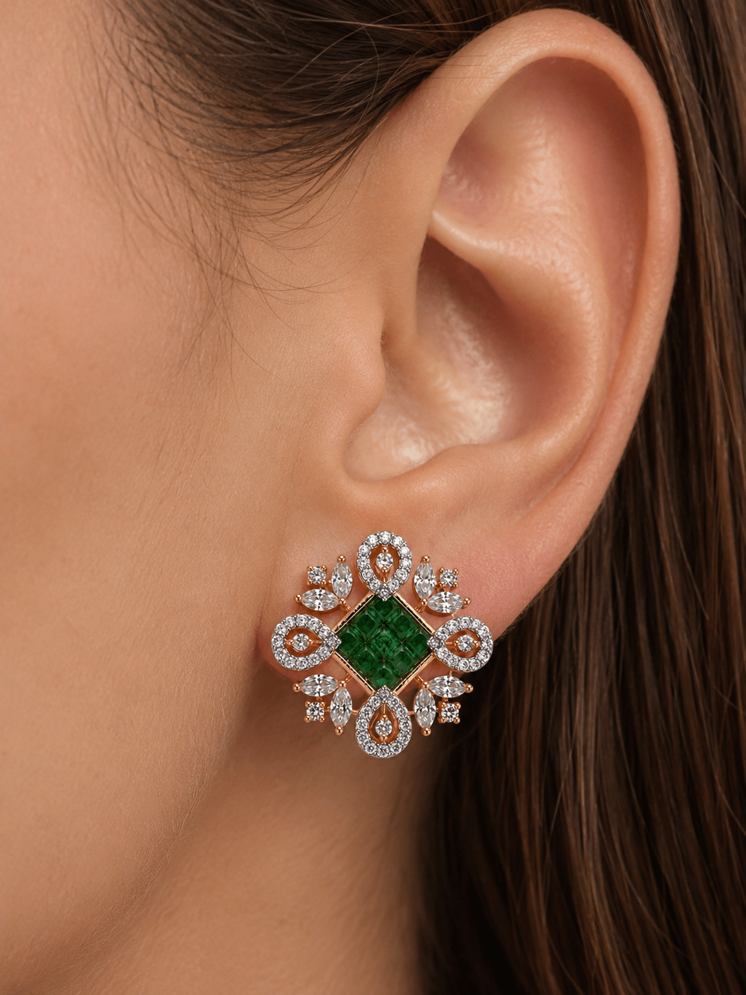 Emerald Royale Studs - Suramya Designs