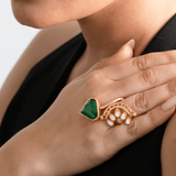 Emerald Wave Statement Ring - Suramya