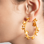 Floral Pearl Hoops - Suramya