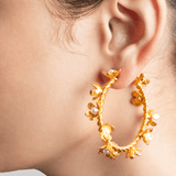 Floral Pearl Hoops - Suramya