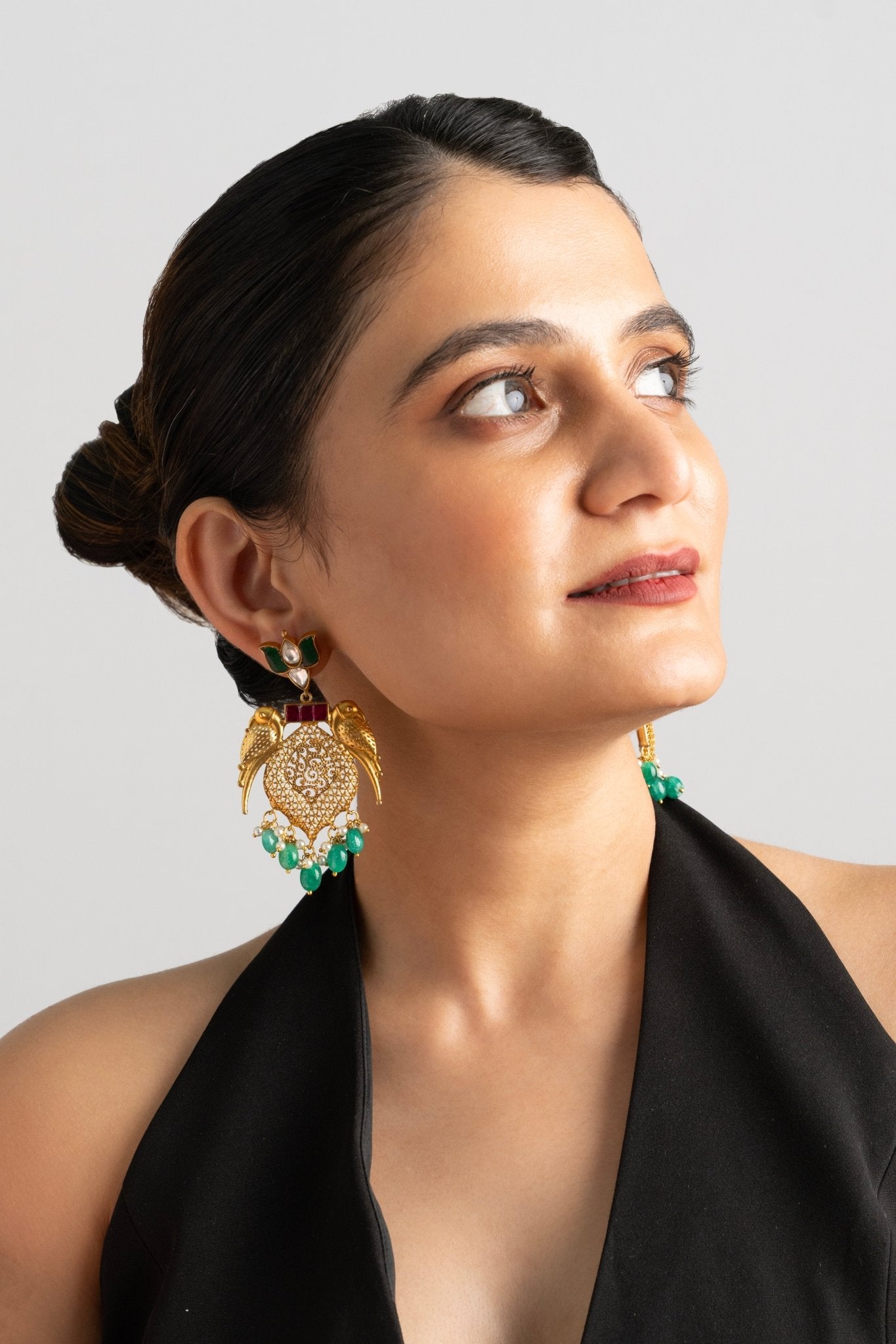 Garud Kamal statement earrings - Suramya
