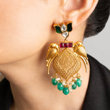 Garud Kamal statement earrings - Suramya