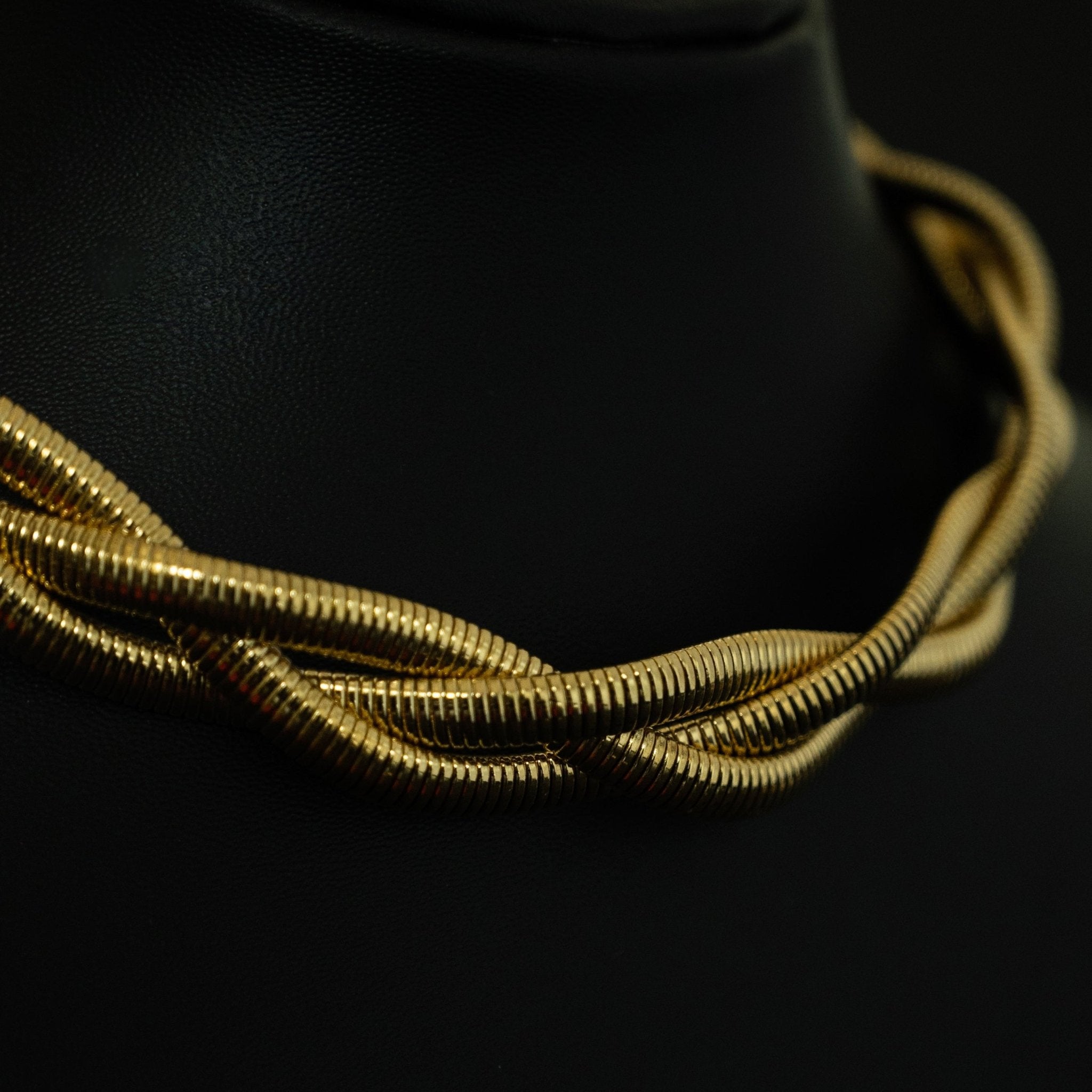 Golden Braided Choker Necklace - Suramya