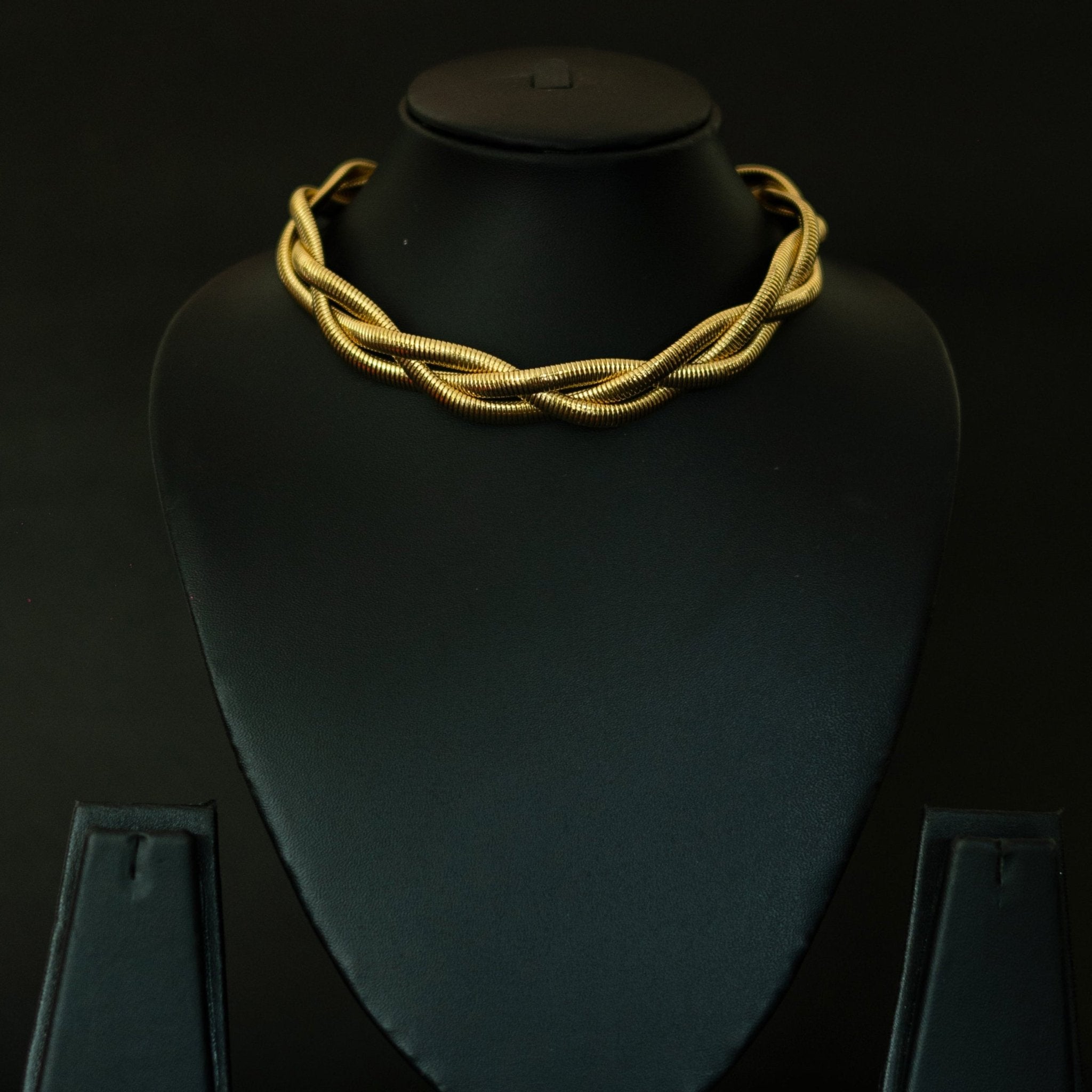 Golden Braided Choker Necklace - Suramya
