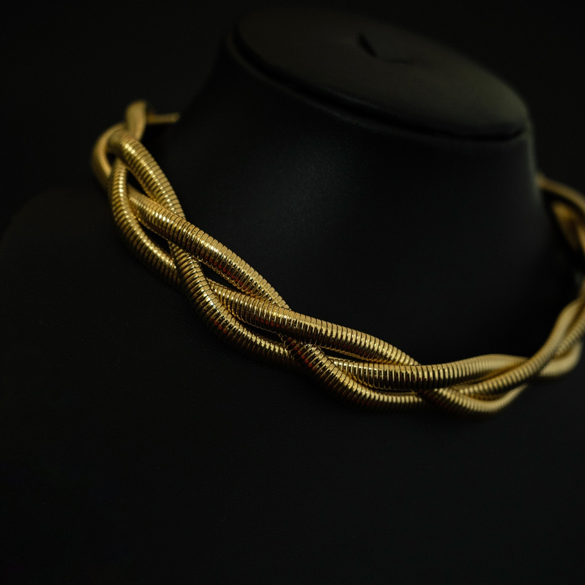 Golden Braided Choker Necklace - Suramya