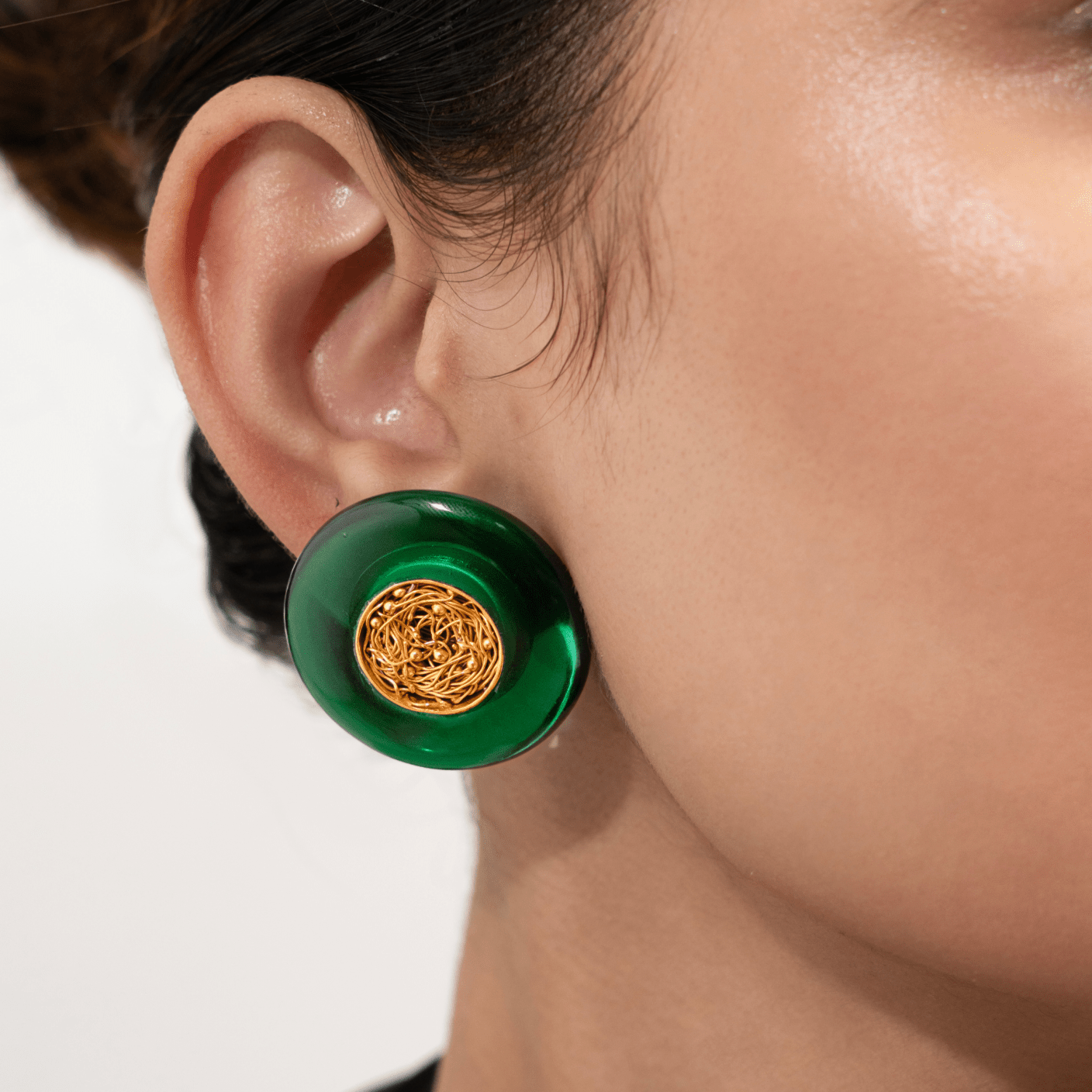 Green Onyx Mesh Earrings - Suramya Designs