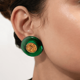 Green Onyx Mesh Earrings - Suramya Designs