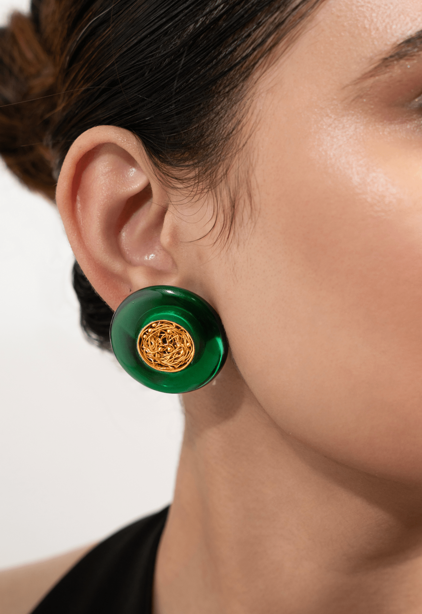 Green Onyx Mesh Earrings - Suramya Designs