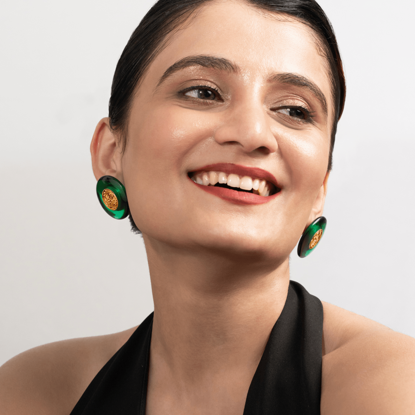 Green Onyx Mesh Earrings - Suramya Designs