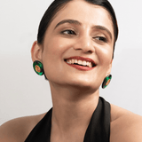 Green Onyx Mesh Earrings - Suramya Designs