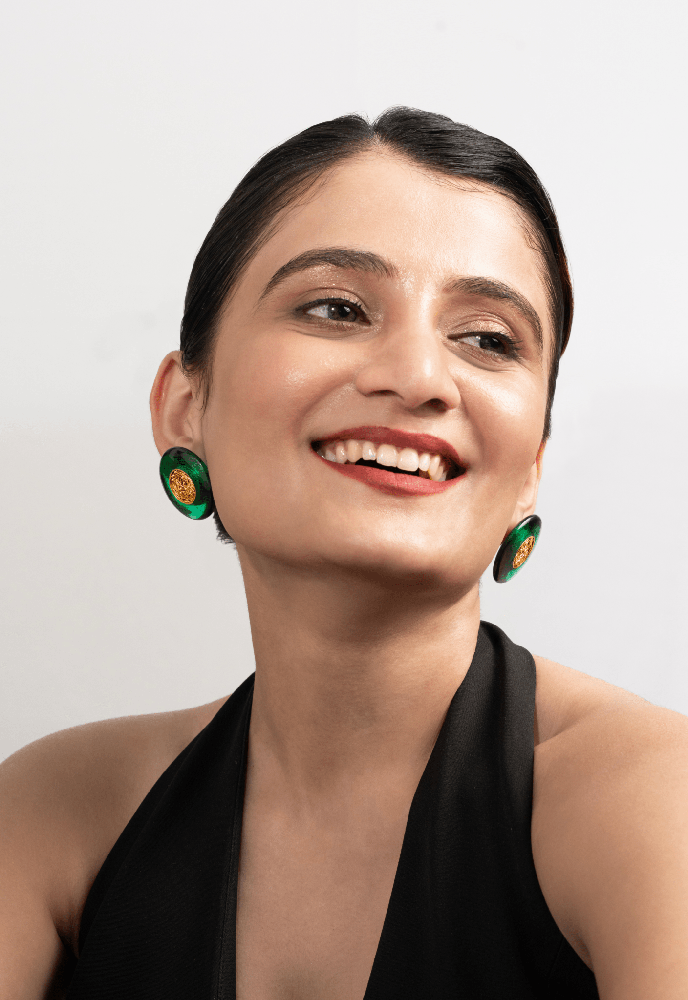 Green Onyx Mesh Earrings - Suramya Designs