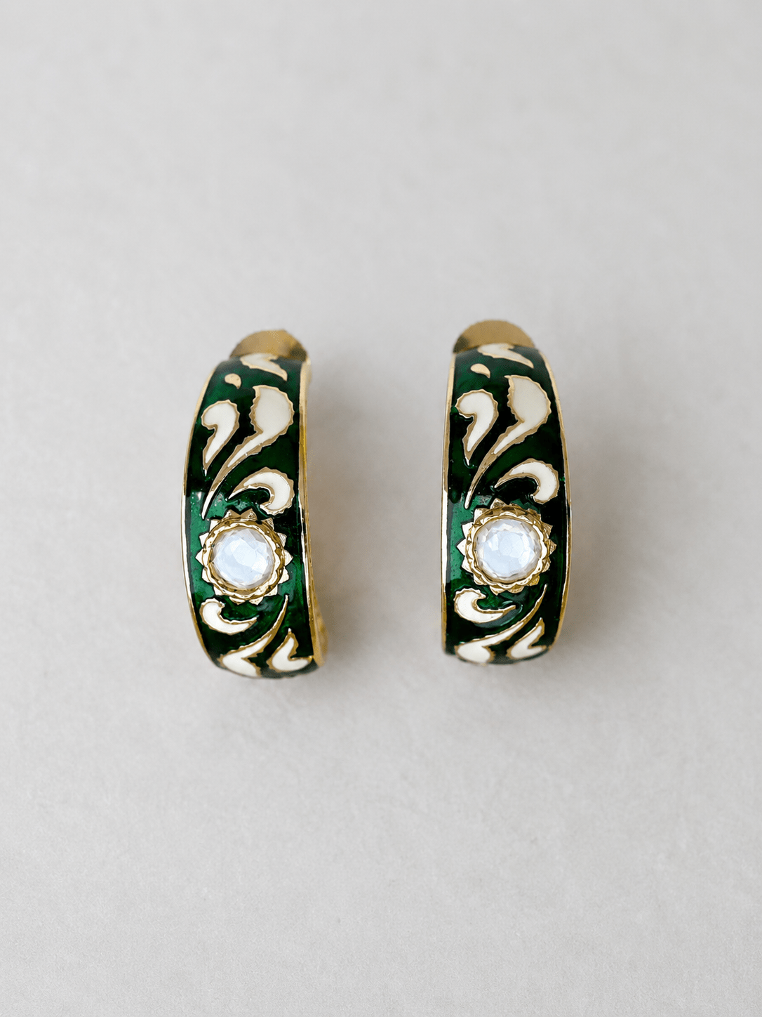 Heritage Meenakari Green Hoops - Suramya Designs