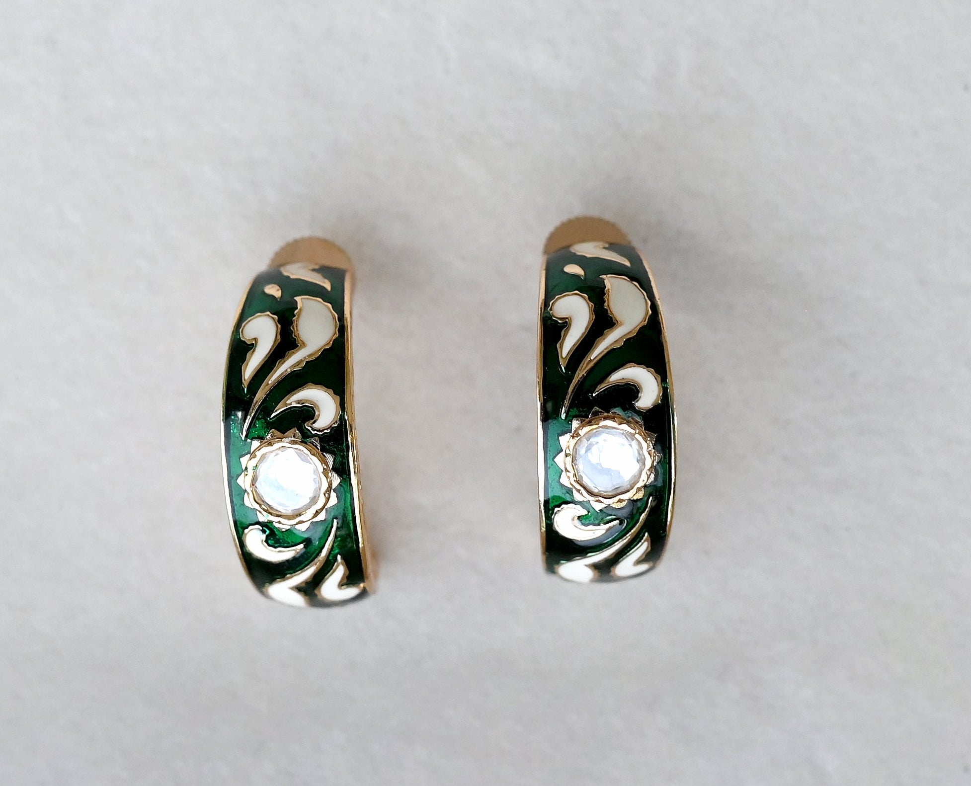 Heritage Meenakari Green Hoops - Suramya