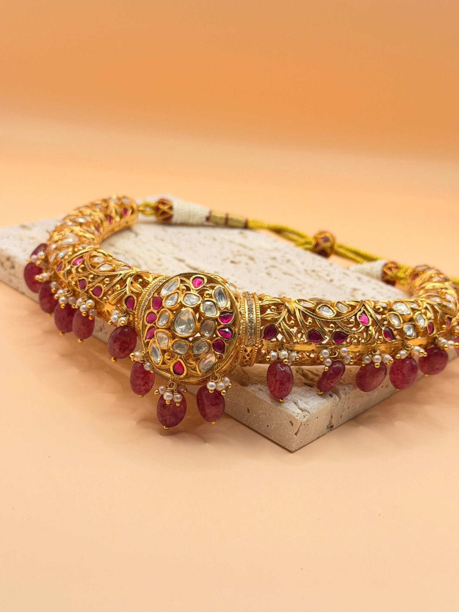Heritage Ruby Kundan Hasli Choker Set - Suramya