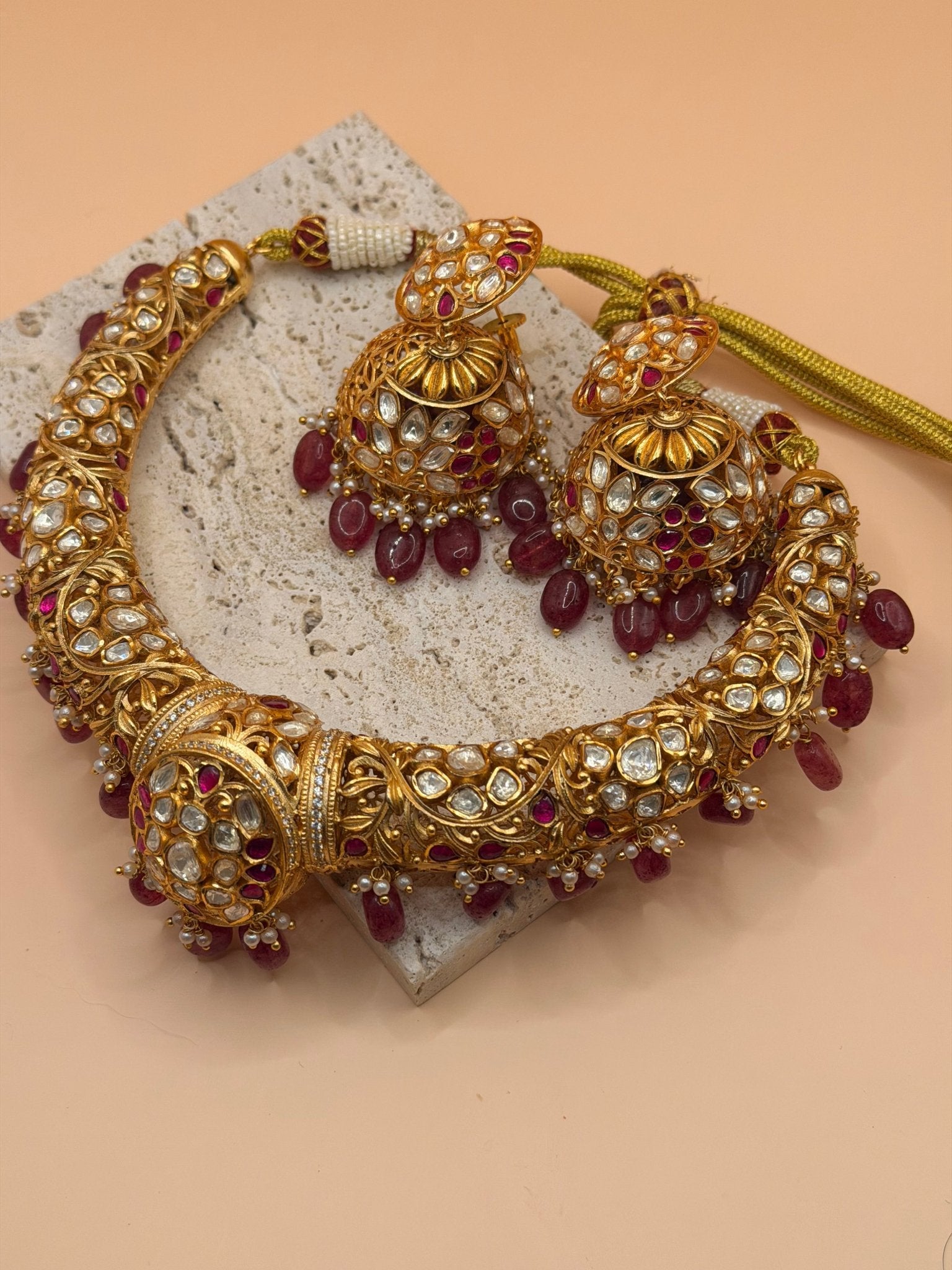 Heritage Ruby Kundan Hasli Choker Set - Suramya